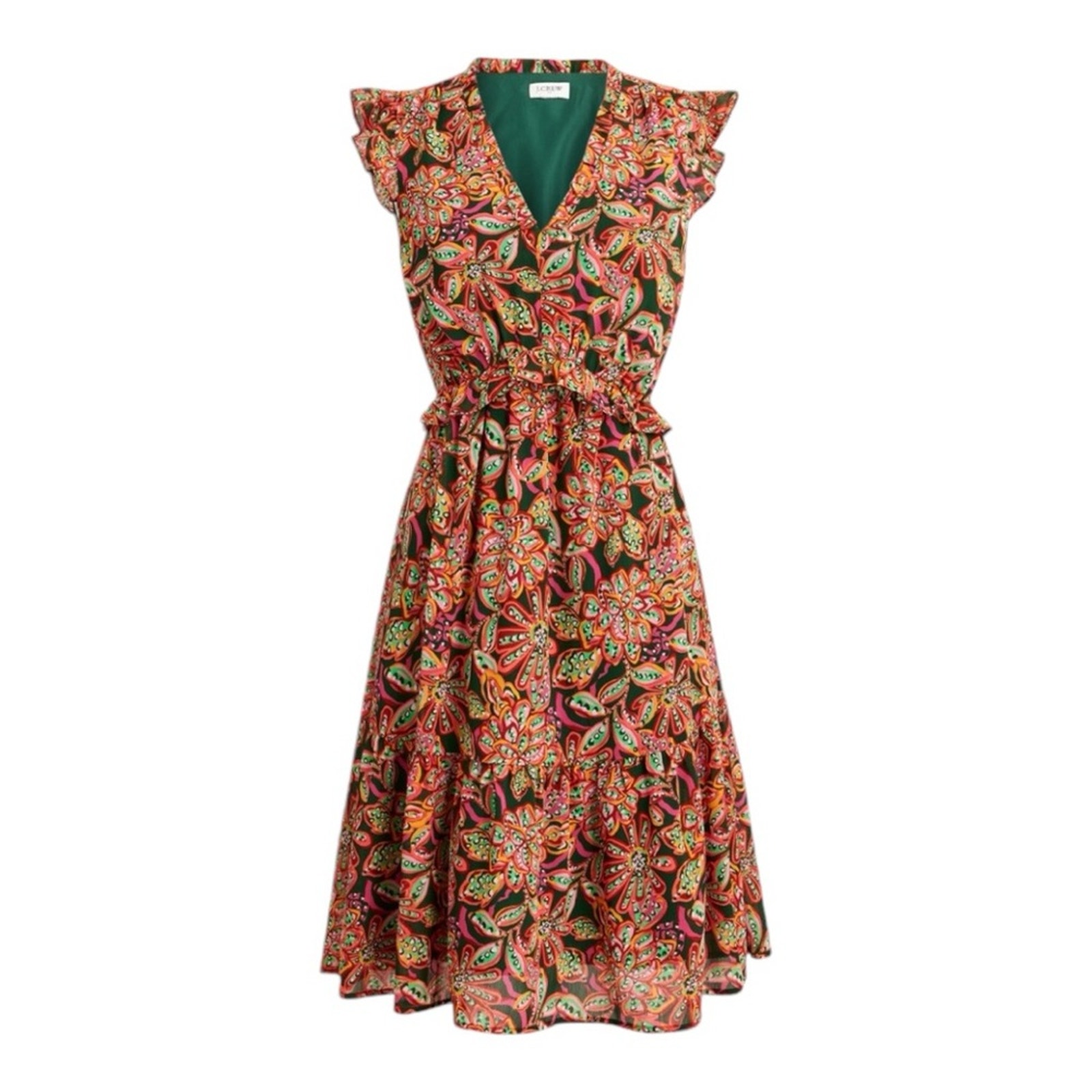 J.Crew Factory Ruffle V-Neck Floral Mini Dress 0